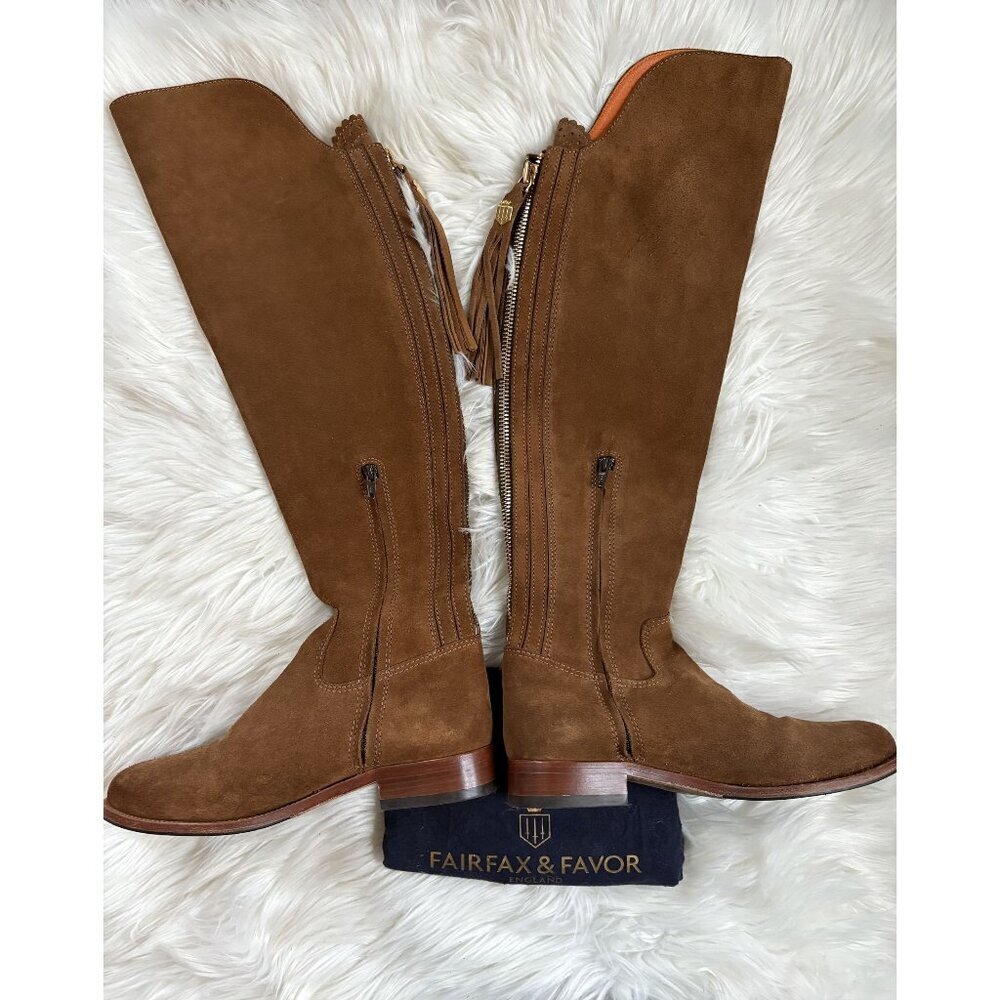 Fairfax & Favor Amira Flat Boot Tan Suede Leather 42 10 - Picture 3 of 11